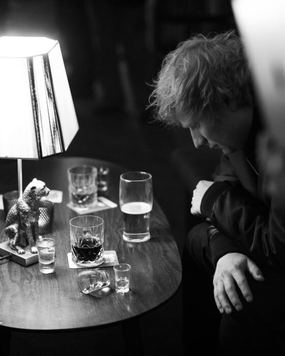 Ed Sheeran Looking Depressed at Alcohol